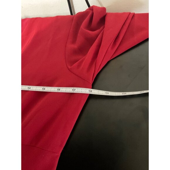 RIHOAS Women's Red V-Neck Puff Sleeve Slit Midi Dress NEW size Medium - Picture 10 of 14